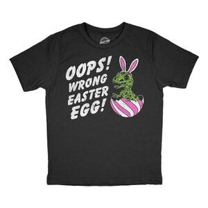 Youth Funny T Shirts Oops Wrong Easter Egg Sarcastic Dino Tee For Kids